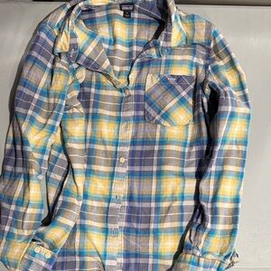 Patagonia women’s Haywood flannel plaid cotton Shirt - Blue and Yellow